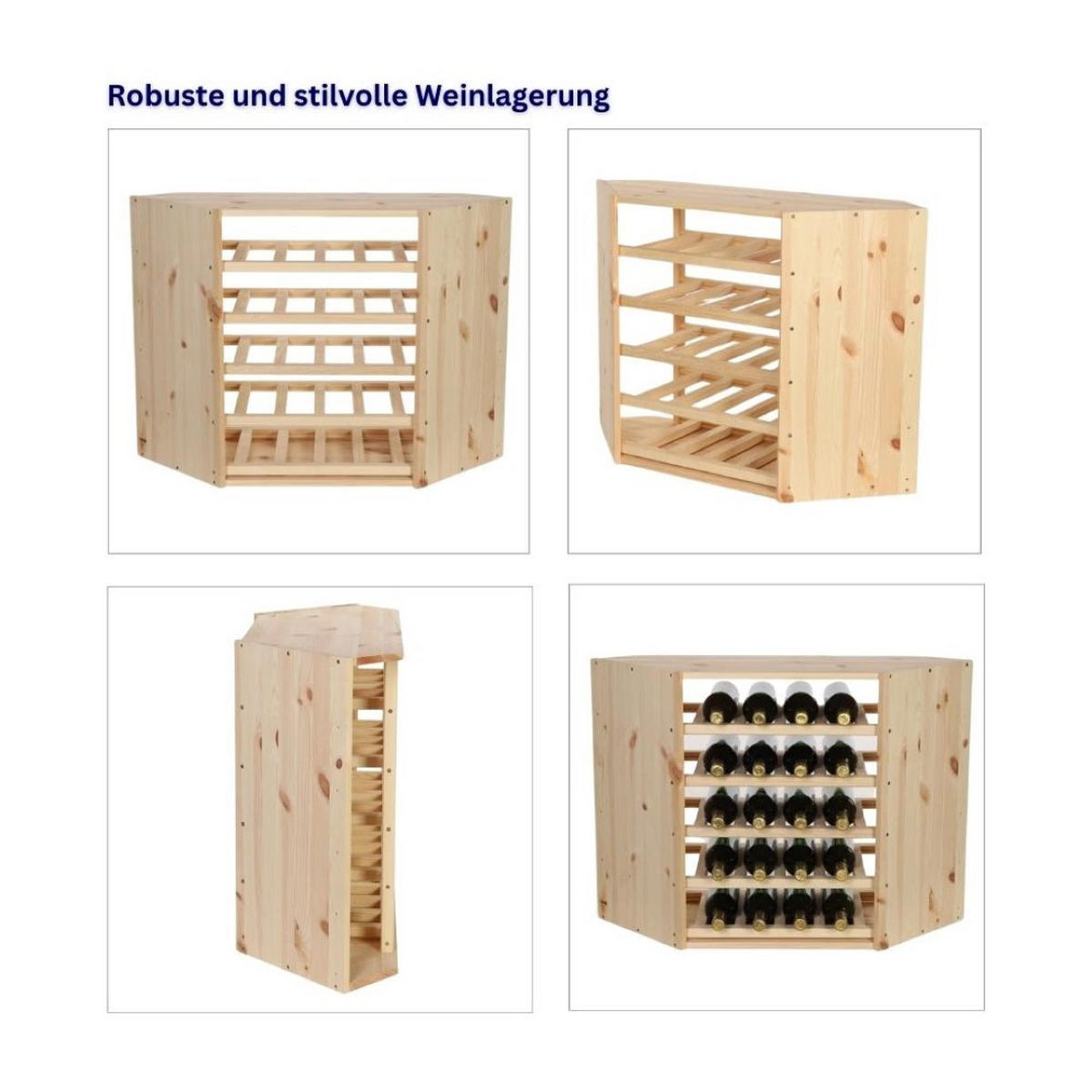 WEINREGAL Vincellar Mod 60x30x30 cm Eckmodul Für 18 Flaschen Massives Kiefernholz Natur - Naturfarben, Holz (30/60/30cm) - PROREGAL