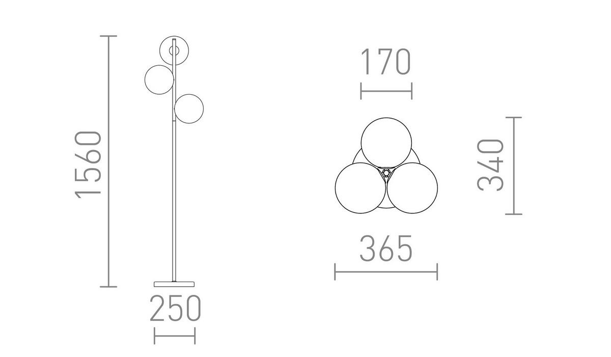 STEHLEUCHTE ETHERIA Schwarz Opalglas 21 W - Schwarz, Glas (36.5/36.5/156cm) - Rendl