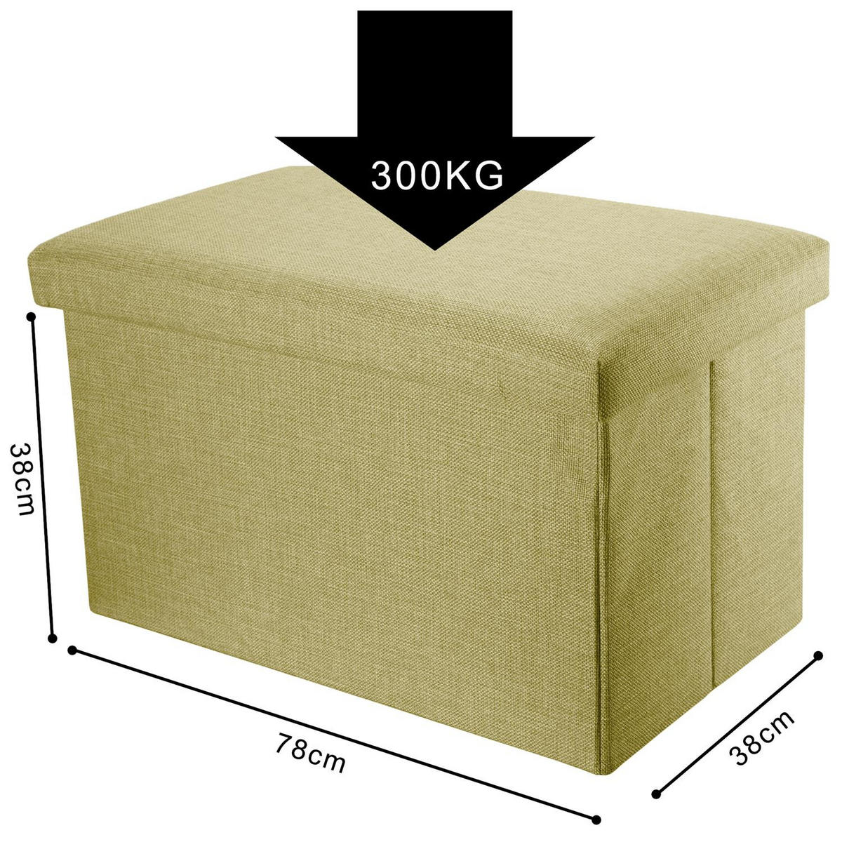SITZBANK Faltbar in Leinen Optik 78/38/38 cm (Grün) - Grün, Textil (78/38/38cm) - Intirilife