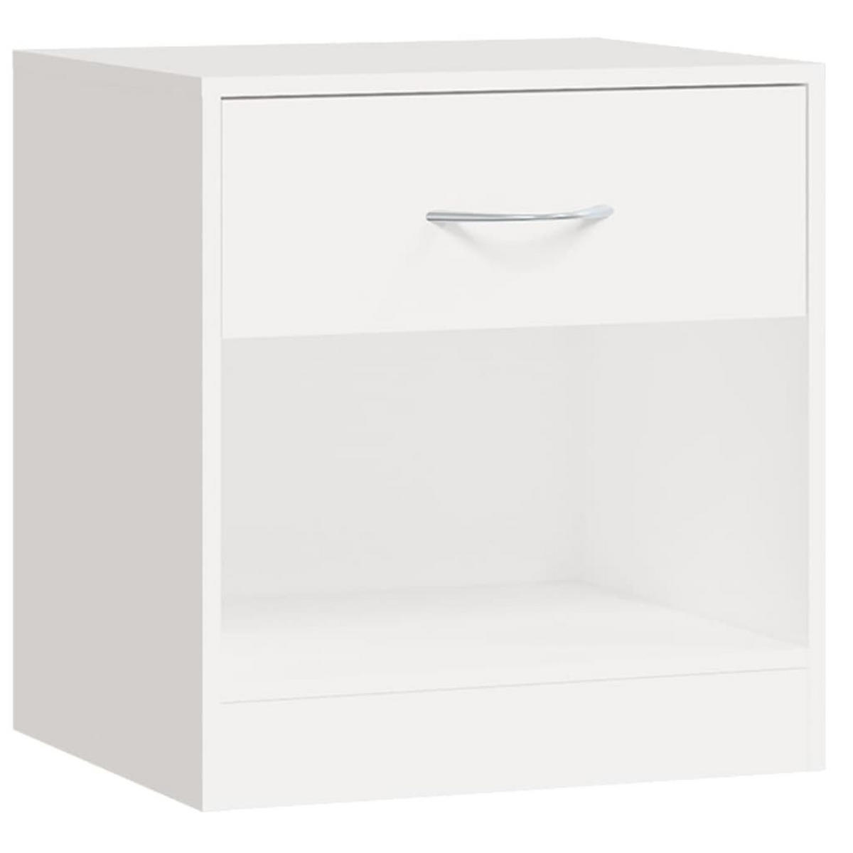 NACHTTISCH 2-teilig mit Schublade 36,5/30,5/38 cm in Weiß - Silberfarben/Weiß, Holz/Metall (36.5/38/30.5cm) - vidaXL