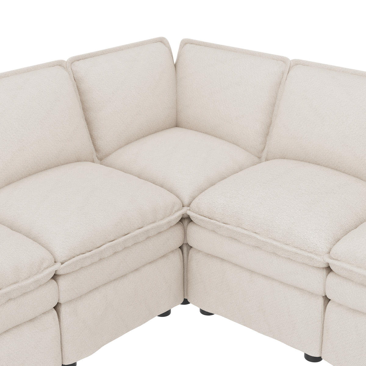ECKSOFA DE-33261 XXL modular U-/L-Form mit Hocker Beige - Beige, Holzwerkstoff (344/127cm) - ComfortXL