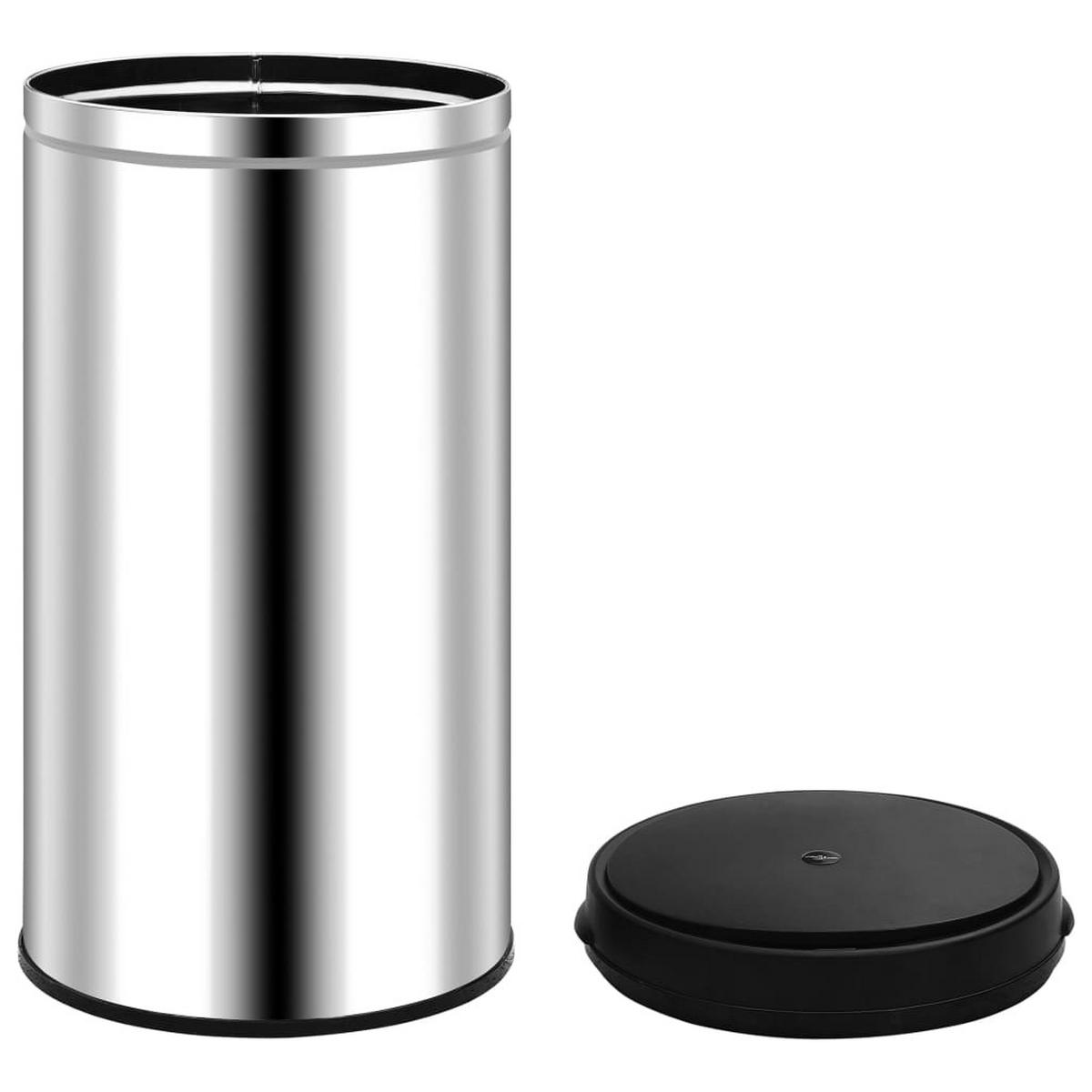 MÜLLEIMER mit Sensor 60L Edelstahl Abfalleimer Automatik - Silberfarben, Metall (36/66/36cm) - DELUKE