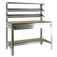 WERKBANK BUFFALO mit Frontablage und Schubfach | HxBxT 84x90x61cm | Traglast 400kg | Verzinkt - Silberfarben, Metall (90/84/61cm) - PROREGAL