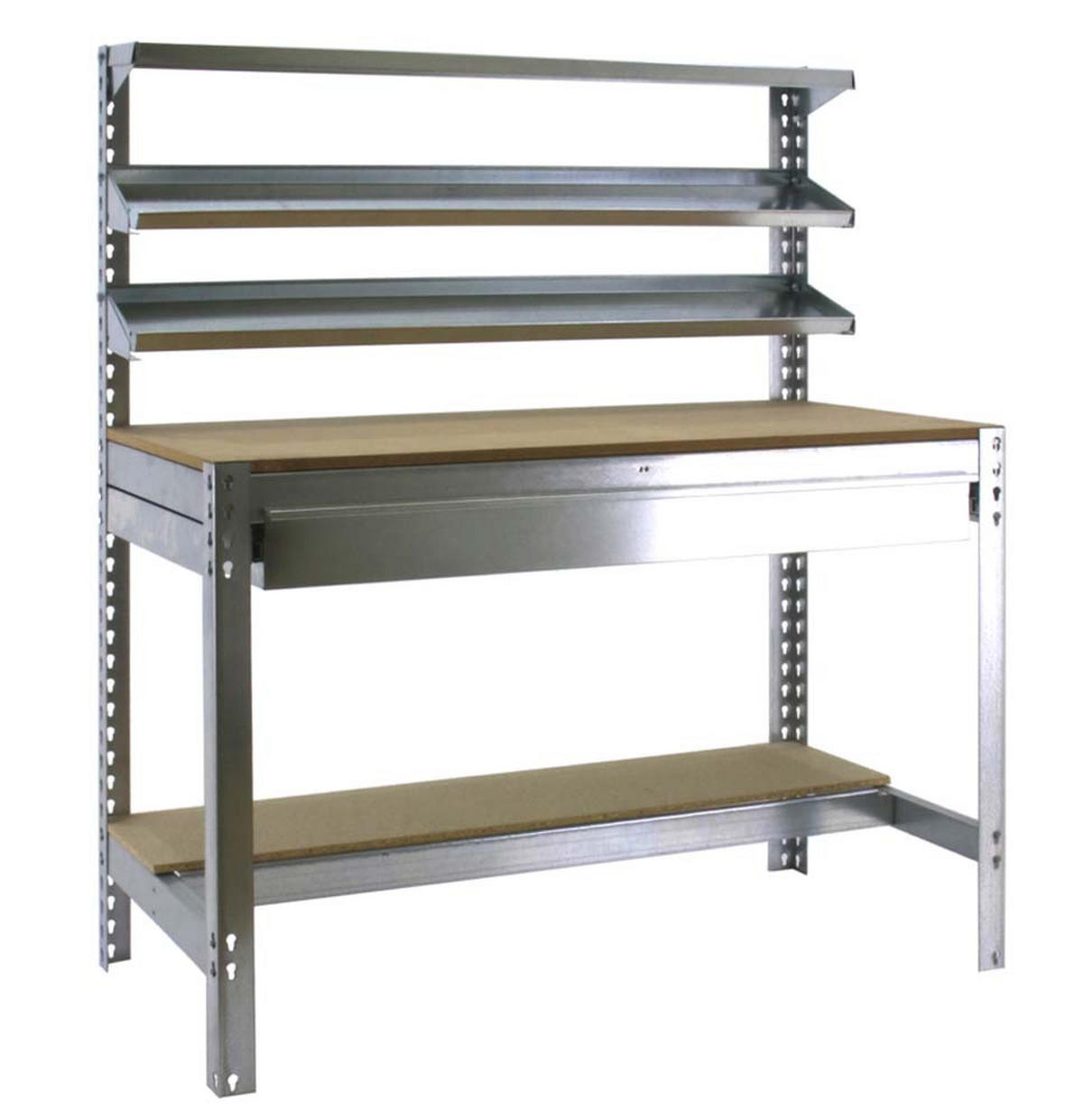 WERKBANK BUFFALO mit Frontablage und Schubfach | HxBxT 84x90x61cm | Traglast 400kg | Verzinkt - Silberfarben, Metall (90/84/61cm) - PROREGAL