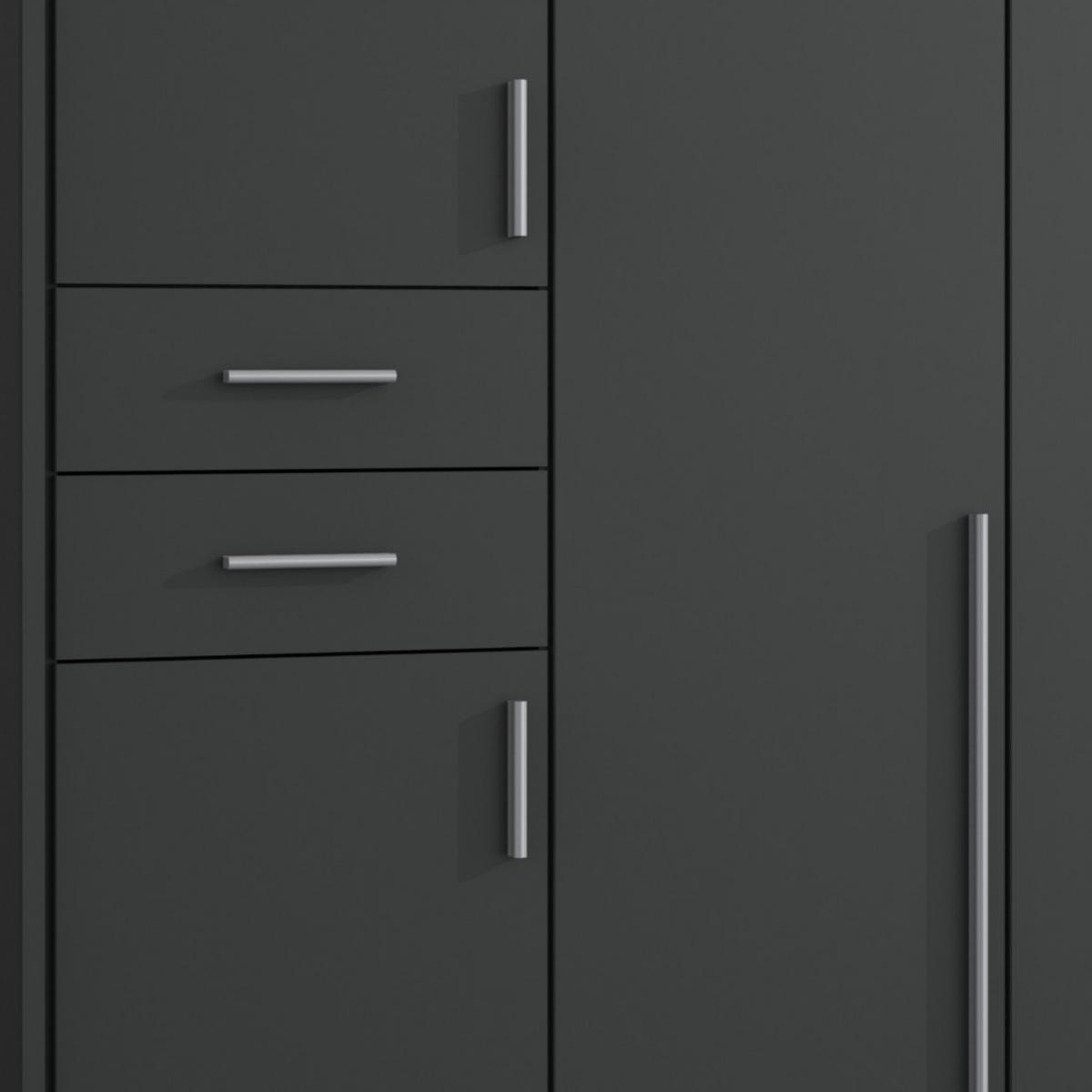 DREHTÜRENSCHRANK Kleiderschrank B273/H210/T58 cm mit Schubkästen & Passepartout & 2 Spiegeltüren, Grafit / 22577 - Silberfarben/Graphitfarben, Holzwerkstoff/Kunststoff (273/210/58cm) - luma-home