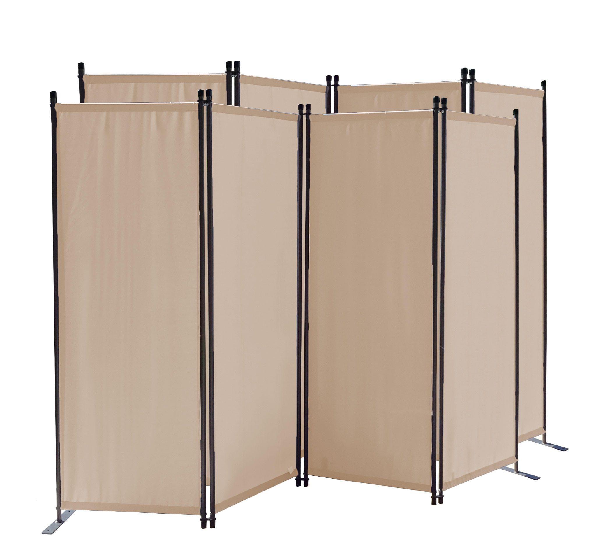 PARAVENT 2 Stück 4-tlg. 220x165 cm Beige - Beige, Metall (220/165cm) - QUICK STAR
