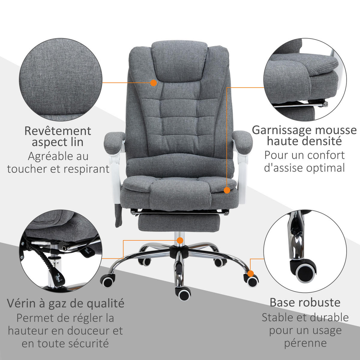 CHEFSESSEL DE-11819 Massage & Heizung Grau - Grau, Metall (70/119/65cm) - ComfortXL