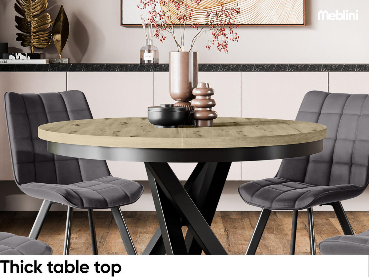 ESSTISCH CHRIS - Schwarz/Eiche Artisan, Holzwerkstoff (100/100/77cm) - Meblini