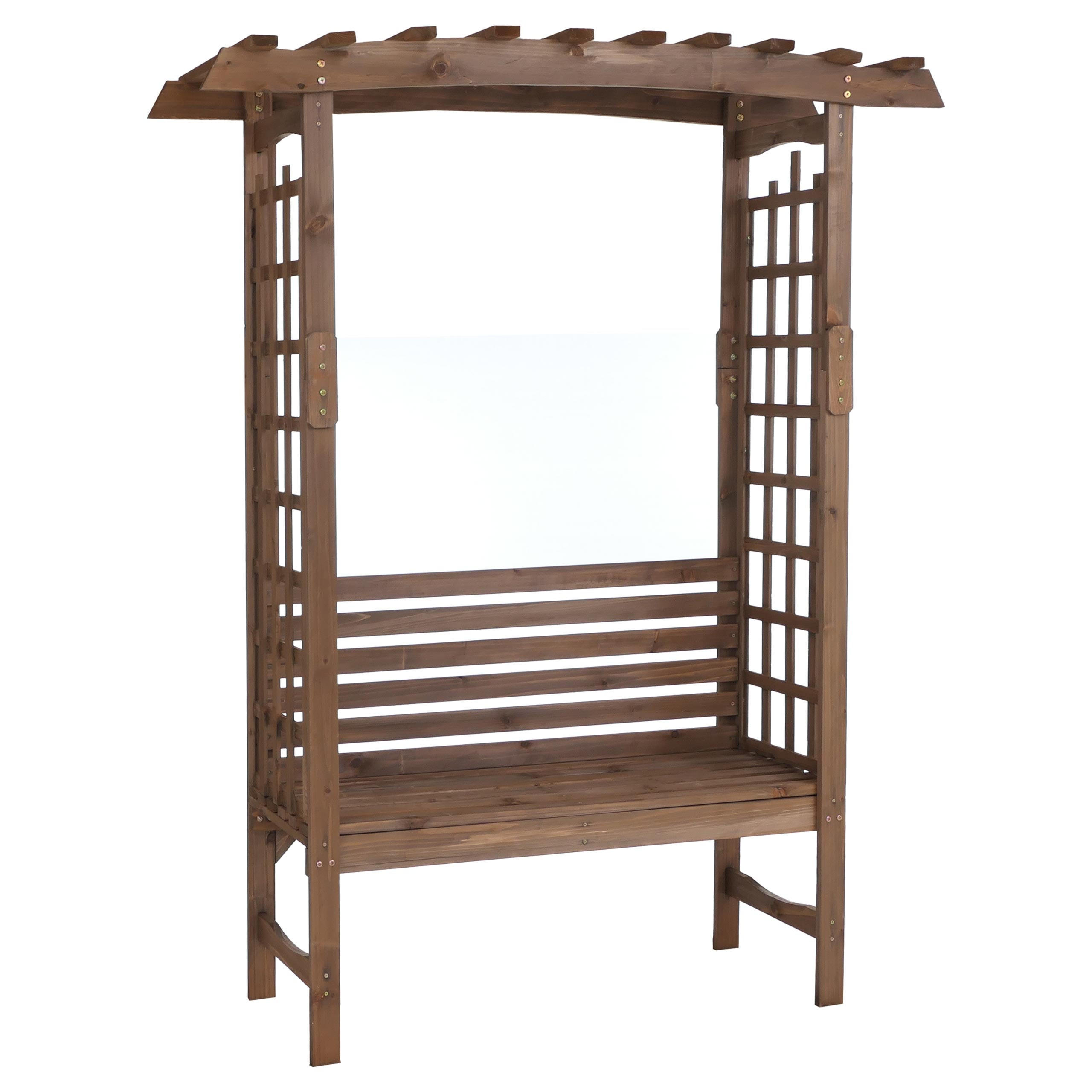 RŮŽOVÝ oblouk s lavičkou, tmavě hnědý - tmavě hnědá, dřevo (160/201/60cm) - MCW