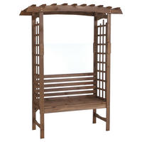 RŮŽOVÝ oblouk s lavičkou, tmavě hnědý - tmavě hnědá, dřevo (160/201/60cm) - MCW