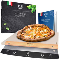 PIZZASTEIN Set 3 ( Pizzastein+Schneider ) - Weiß, Stein (38/1.5/30cm) - CLP
