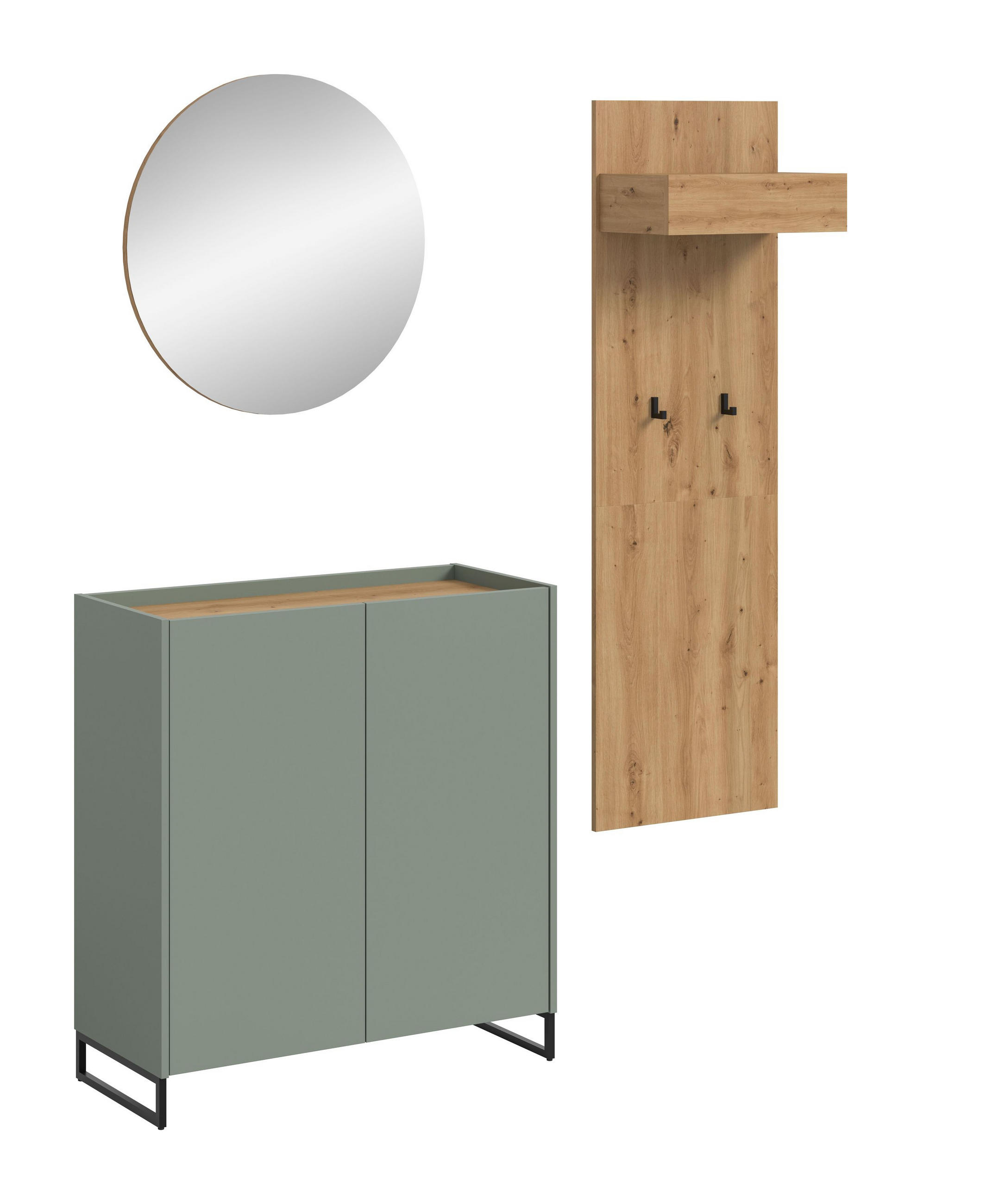 GARDEROBEN-SET DRIVE (B/H/T: ca. 175/197/38 cm) in Salbei/Salbei - Salbeigrün, Holzwerkstoff (175/197/38cm)
