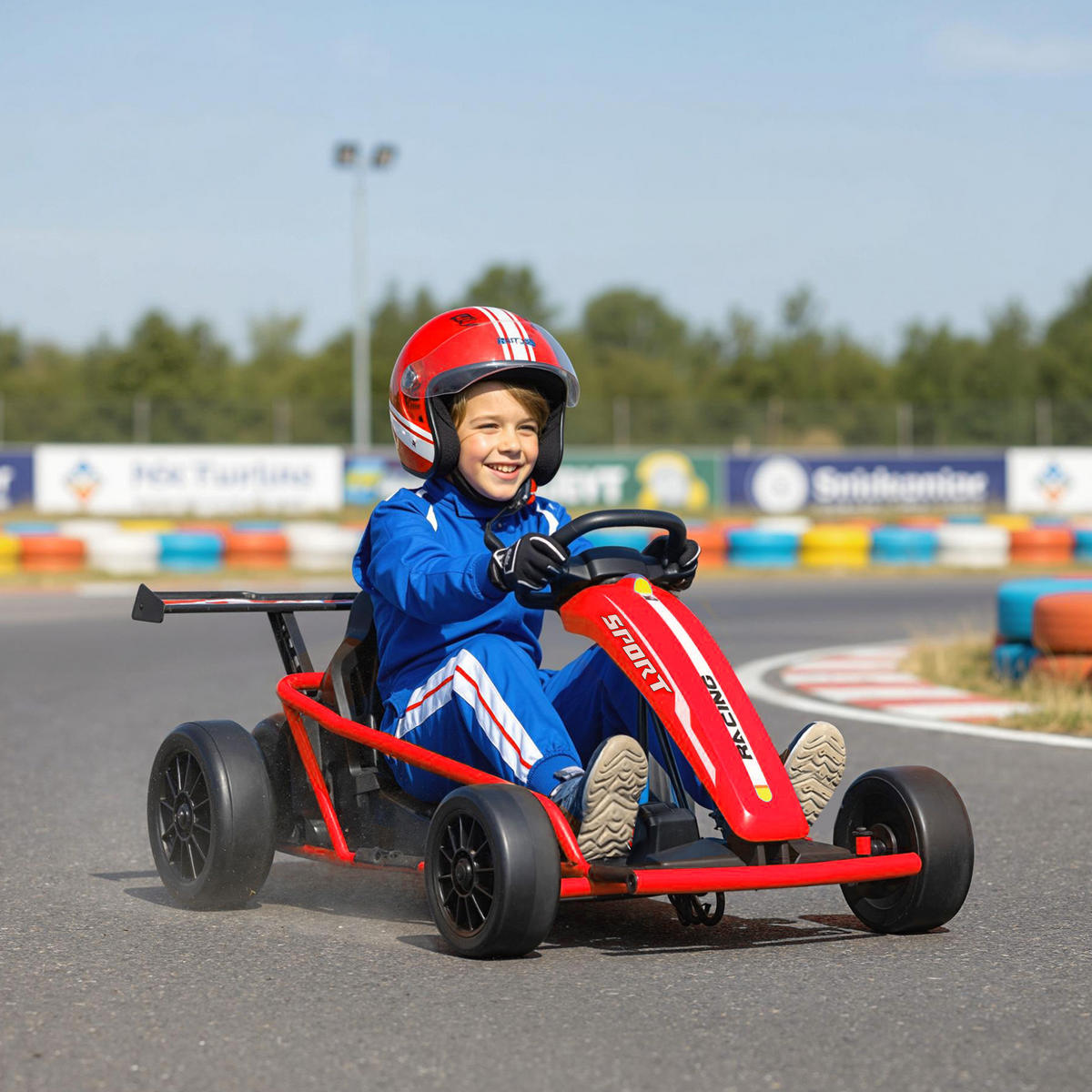 KINDER-ELEKTRO-GOKART 24 V 6-13km/h mit Musik und Hupe - Rot, Kunststoff (119/77/54cm) - AIYAPLAY