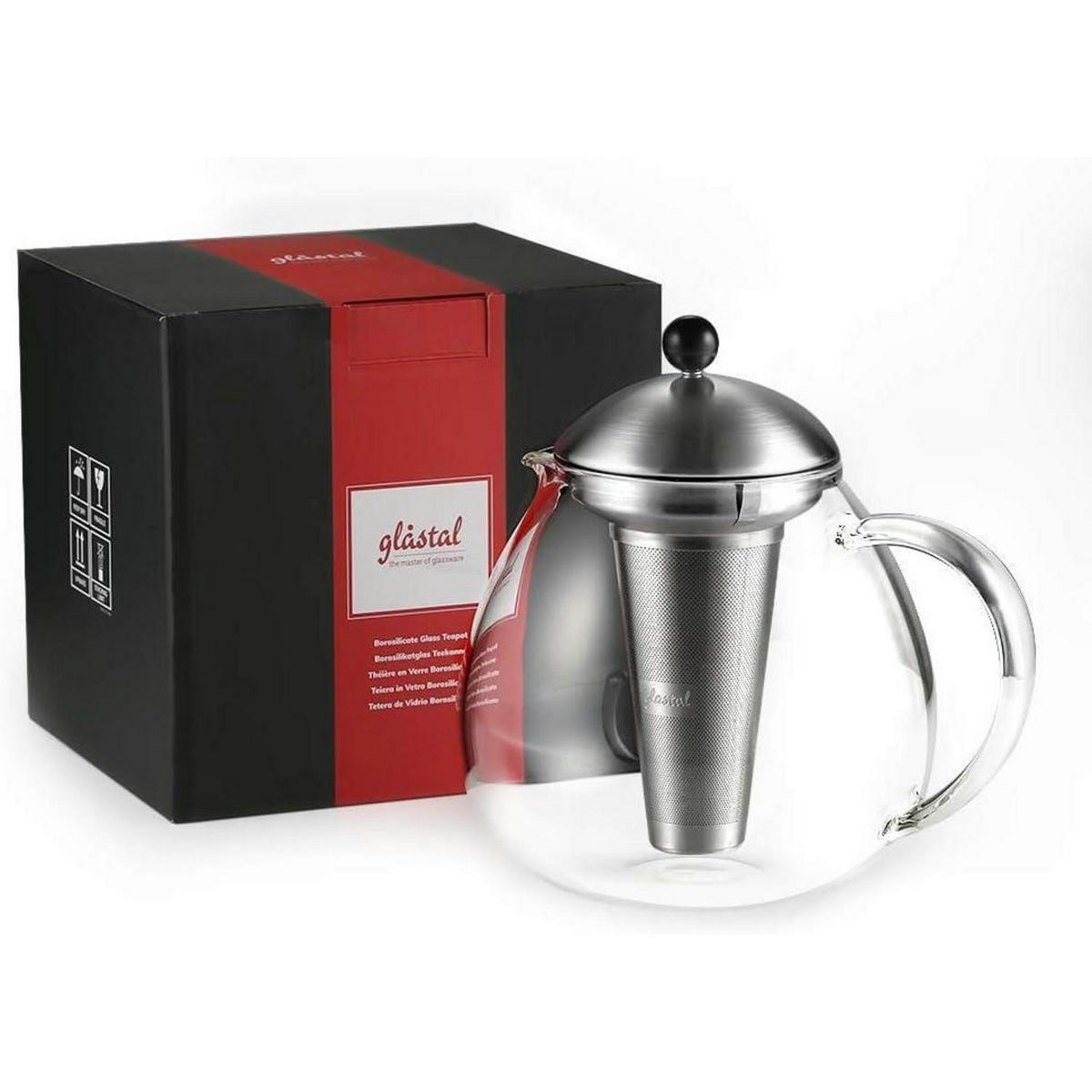 TEEKANNE 1500 ml Borosilikatglas mit Edelstahl-Teesieb - Transparent, Glas (19/19cm)