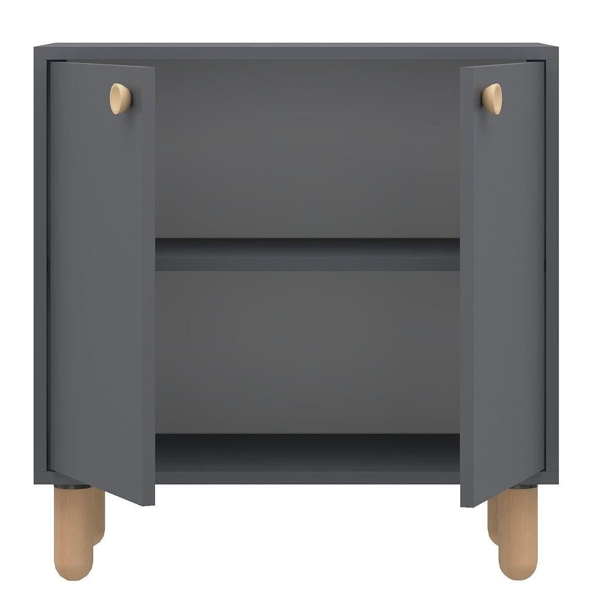 SIDEBOARD mit 2 Türen und Füßen aus massivem Buchenholz 36/72/73 cm - Anthrazit, Holzwerkstoff (36/73/72cm) - Calicosy
