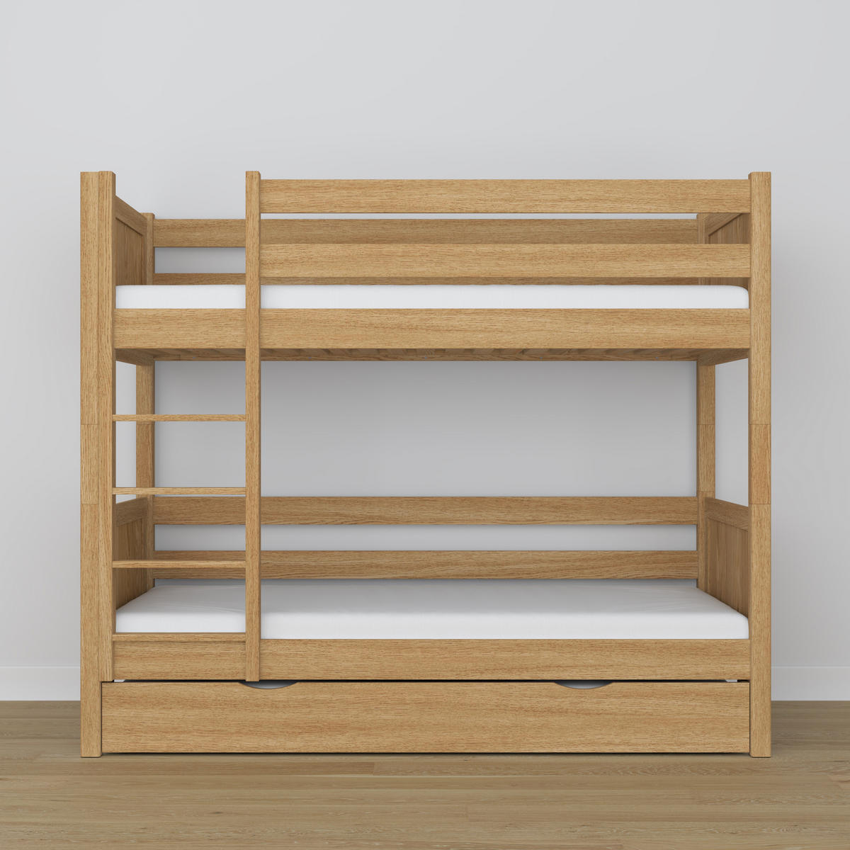 ETAGENBETT N02 mit Matratzenschublade Eiche Natur 90/180 - Eiche Artisan, Naturmaterialien/Holz (90/180cm) - N-Wood
