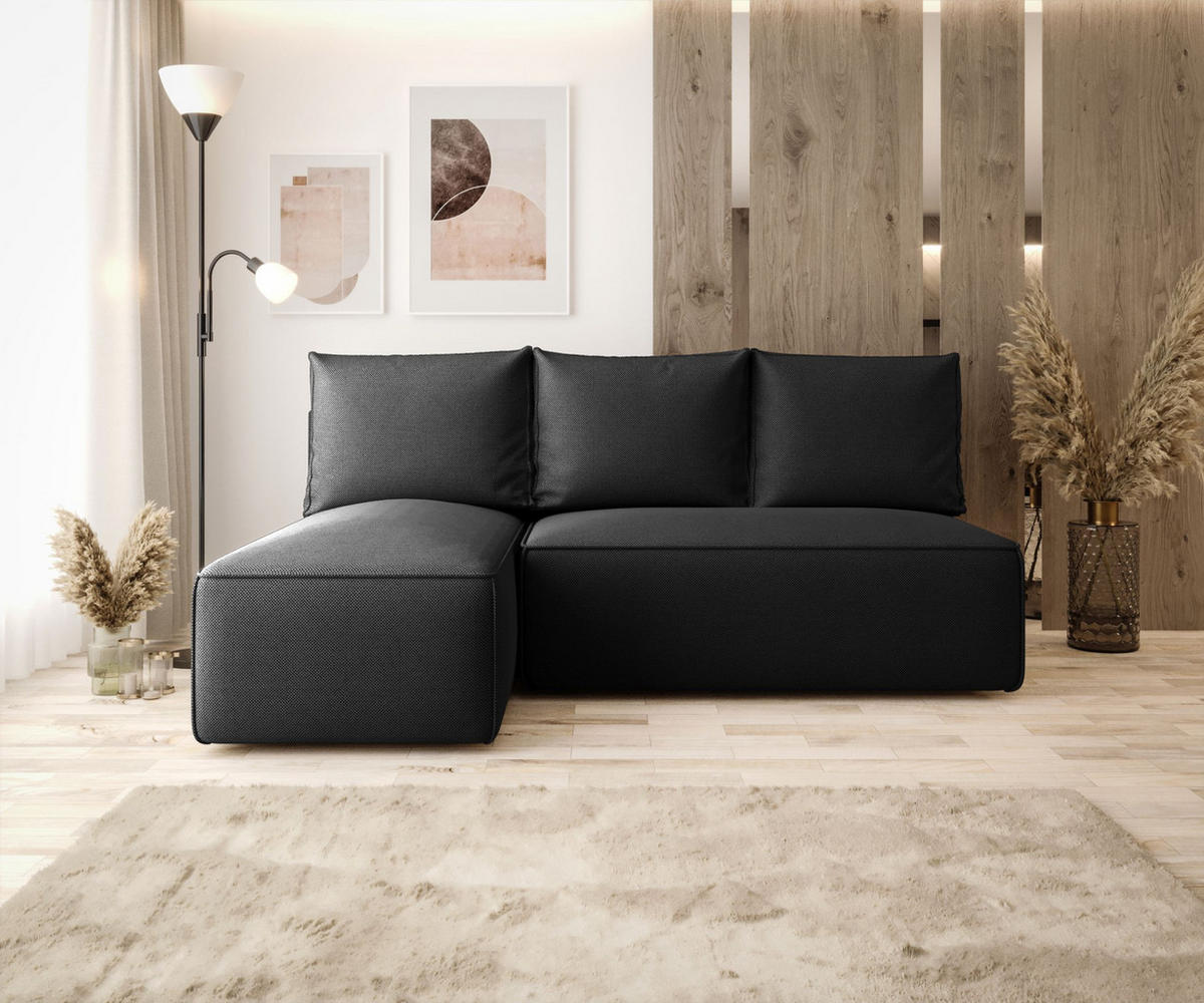 ECKSOFA mit Schlaffunktion SAVIO MINI Curio 97 Links - Dunkelgrau, Textil (200/140cm) - Bedante