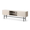 LOWBOARD Dinley 2T Beige 155/52/35 cm – mit schwarzen Beinen im minimalistischen Design - Beige/Schwarz, Holzwerkstoff/Metall (155/52/35cm) - AX Living