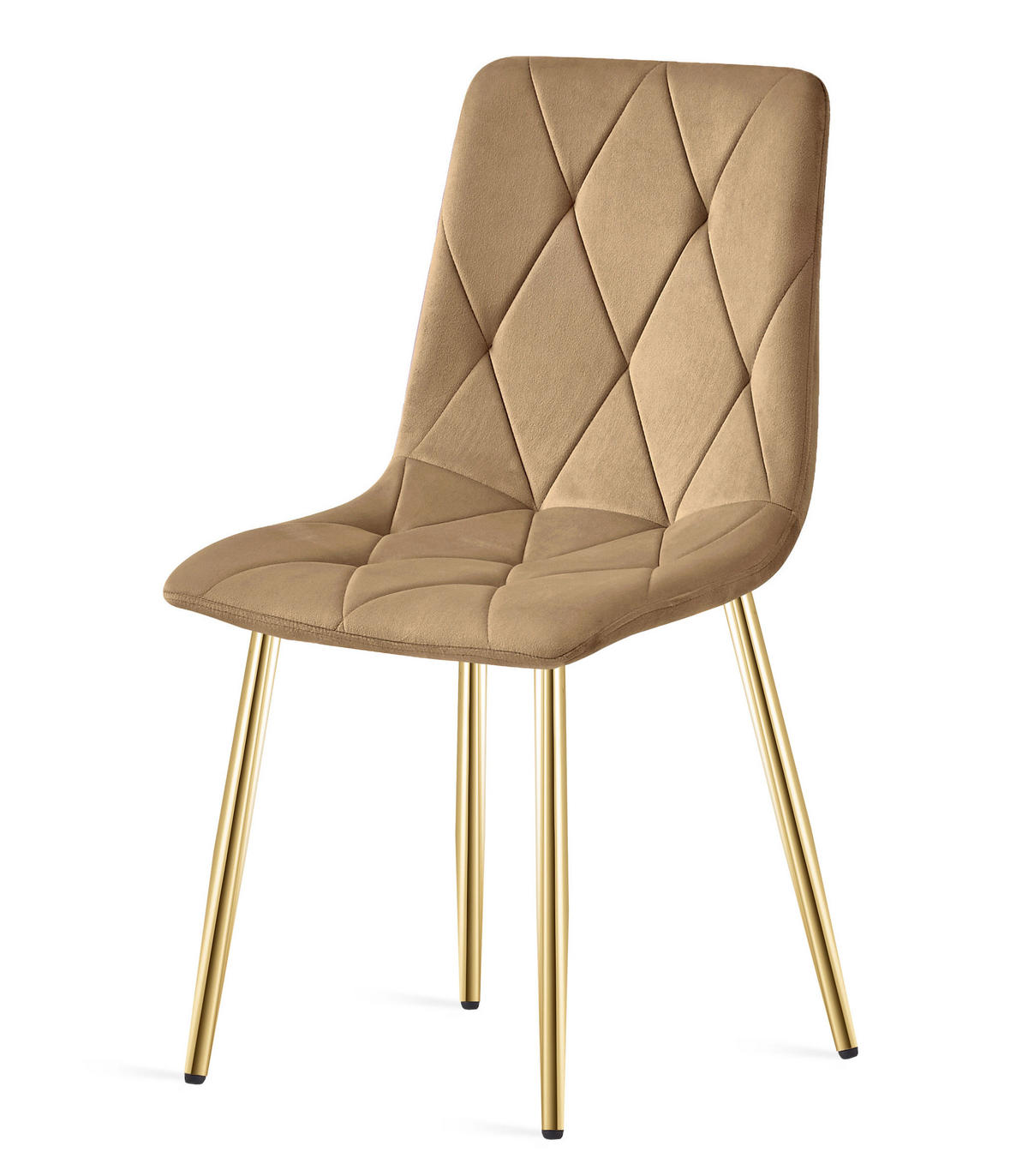 ESSZIMMERSTUHL 4-er Set TYRA brauner Sitz, goldene Beine - Goldfarben/Braun, Textil (44.5/87/54.5cm) - Valora