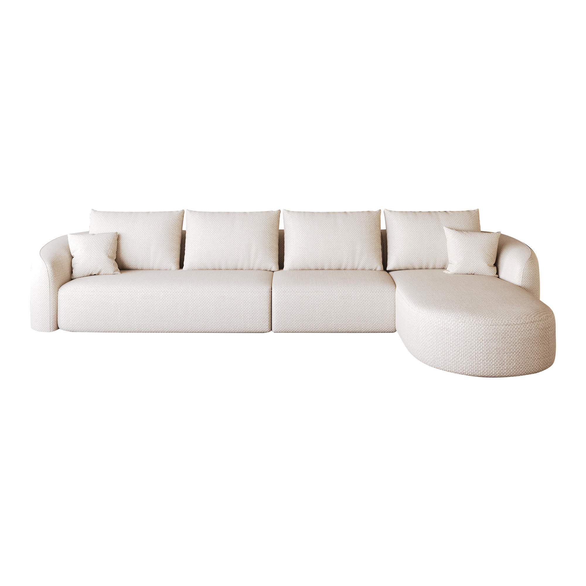 ECKSOFA 336/168/85 cm Weiß Chenille mit Chaiselongue, Rechte Seite - Weiß, Textil (336/168cm) - Oxeza