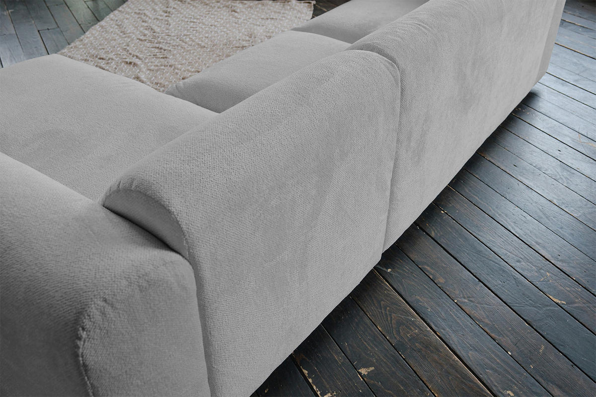 ECKSOFA VALAR Silber Webstoff - Silberfarben/Schwarz, Textil (280/165cm) - KAWOLA