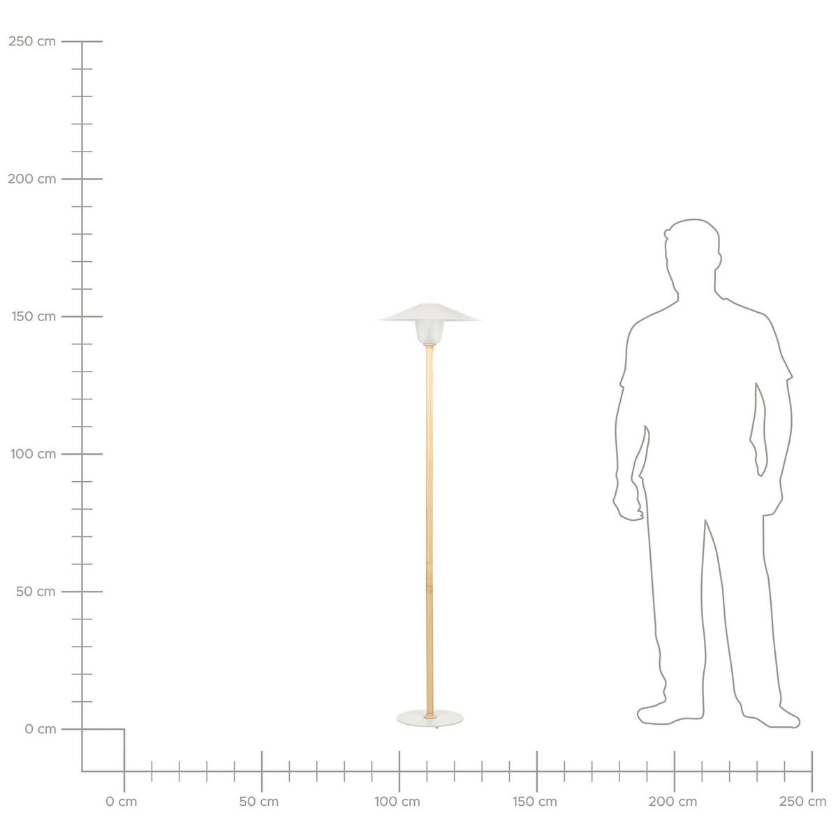 STEHLAMPE Moppy 25/25/153 cm - Hellbraun, Holz (25/25/153cm) - Beliani