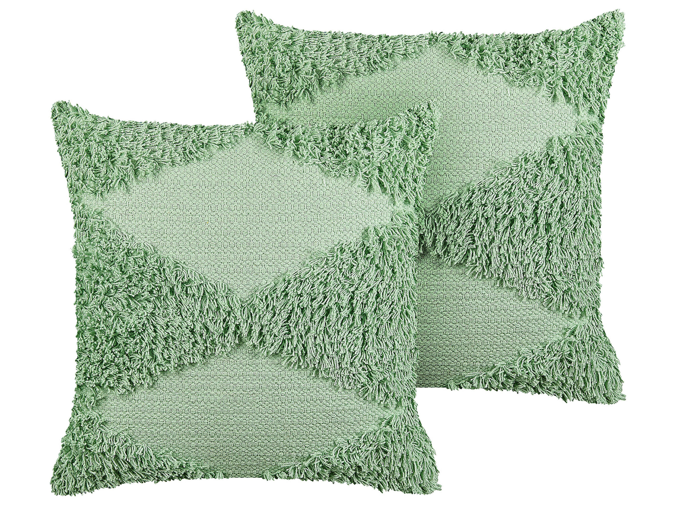 DEKOKISSEN 2er-Set Hellgrün 45/45 cm Rhoeo - Hellgrün, Naturmaterialien/Textil (45/45cm) - Beliani