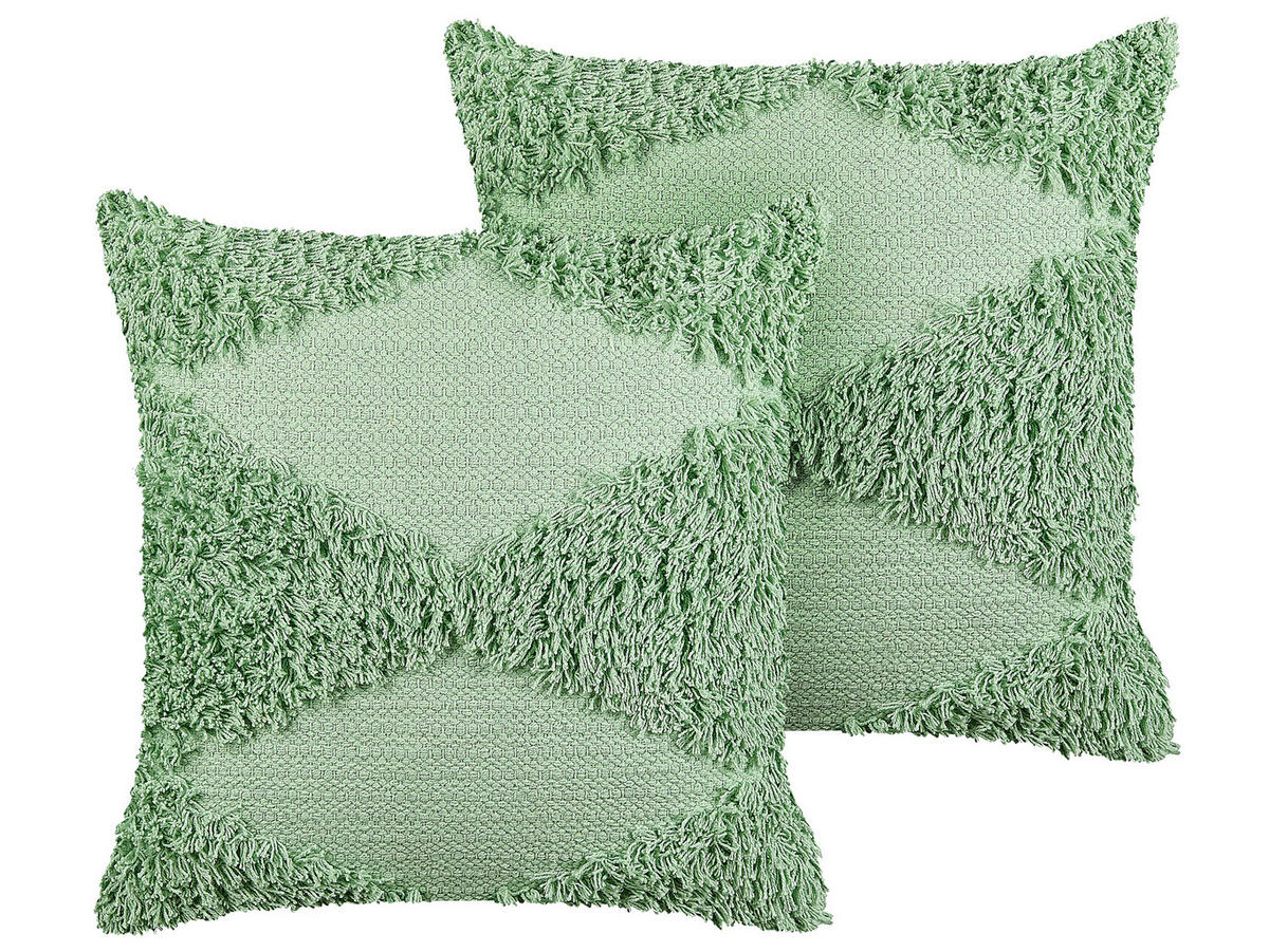 DEKOKISSEN 2er-Set Hellgrün 45/45 cm Rhoeo - Hellgrün, Naturmaterialien/Textil (45/45cm) - Beliani