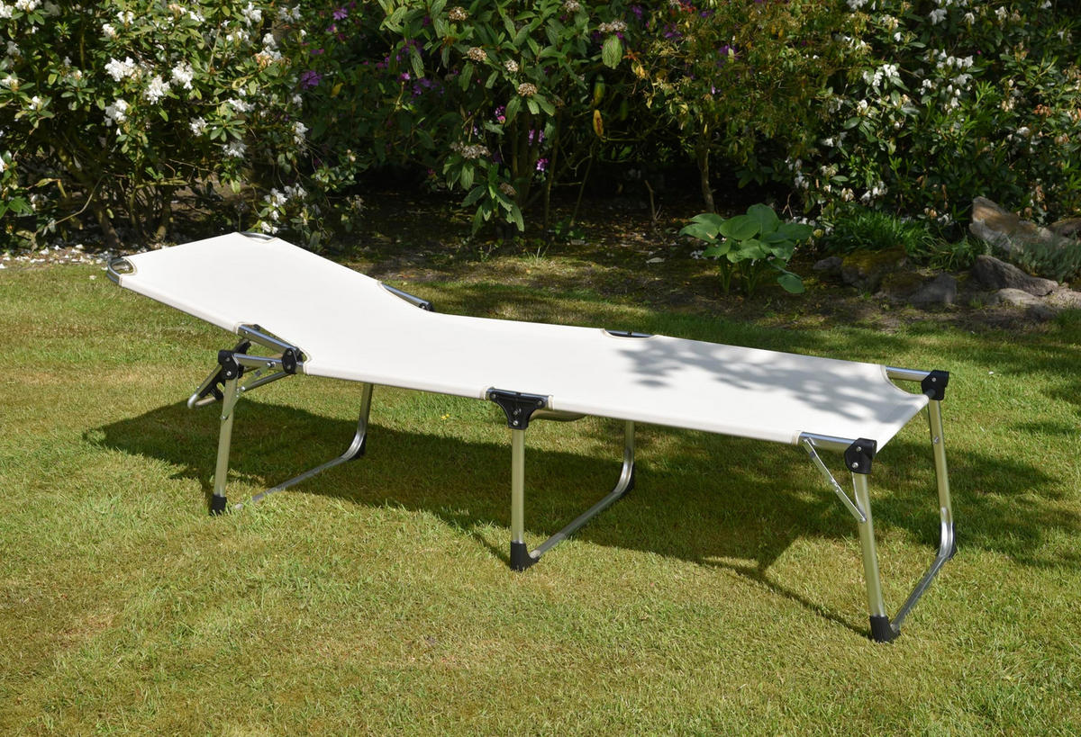 SONNENLIEGE Nimes Verstellbar Beige XXL Gartenliege mit Dach - Beige, Kunststoff (70/45/214cm) - DELUKE