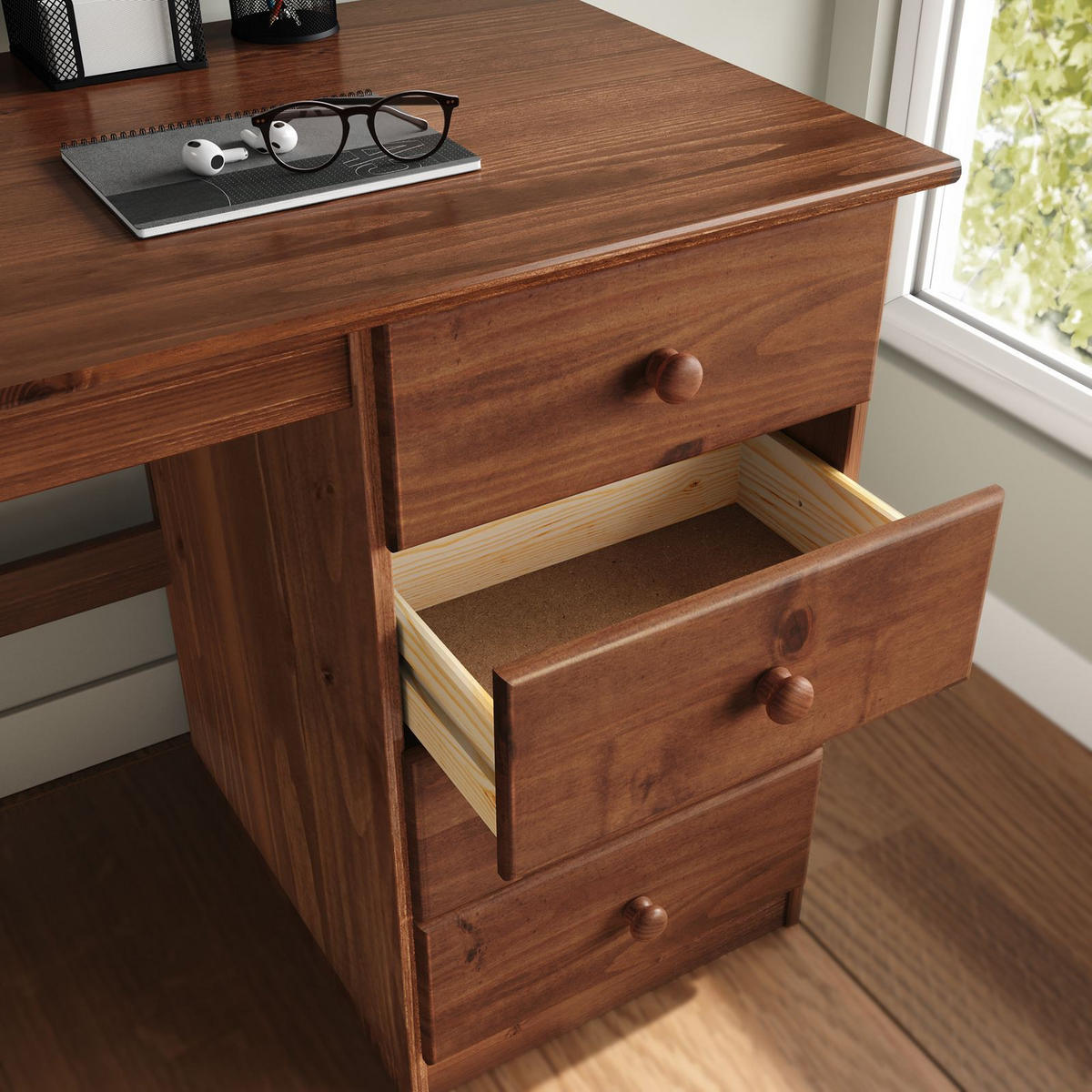 SCHREIBTISCH MANAGER - Kastanienfarben, Holz (54/145/73cm) - IDIMEX