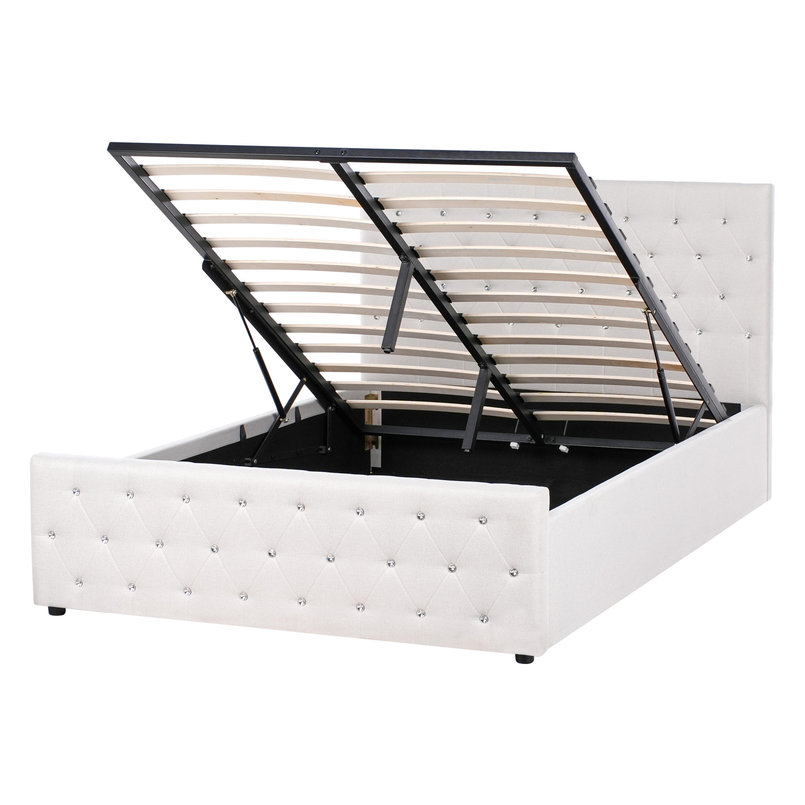 Beliani POSTEL s úložným prostorem 140/200 cm Látka Béžová Amiens