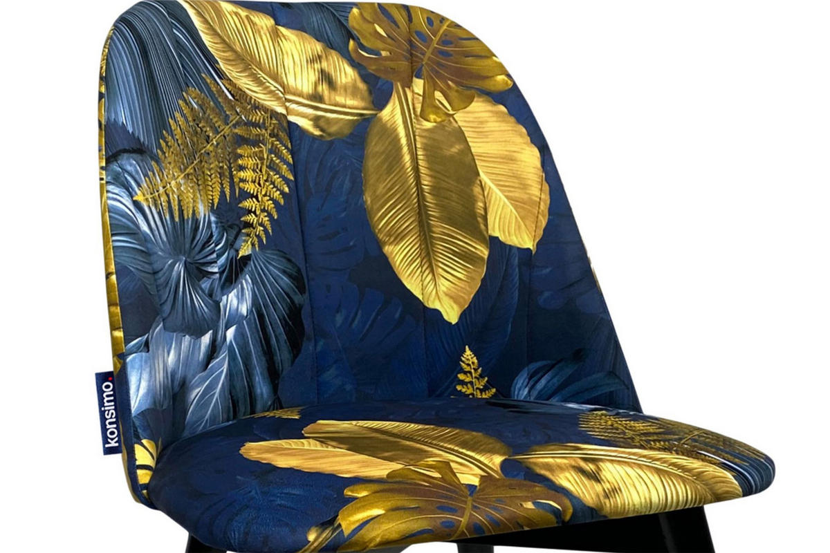 ESSZIMMERSTÜHLE BAKERI (2er-Set), marineblau / gold - Blau/Goldfarben, Holz/Buchenholz (48/86/44cm) - KONSIMO®