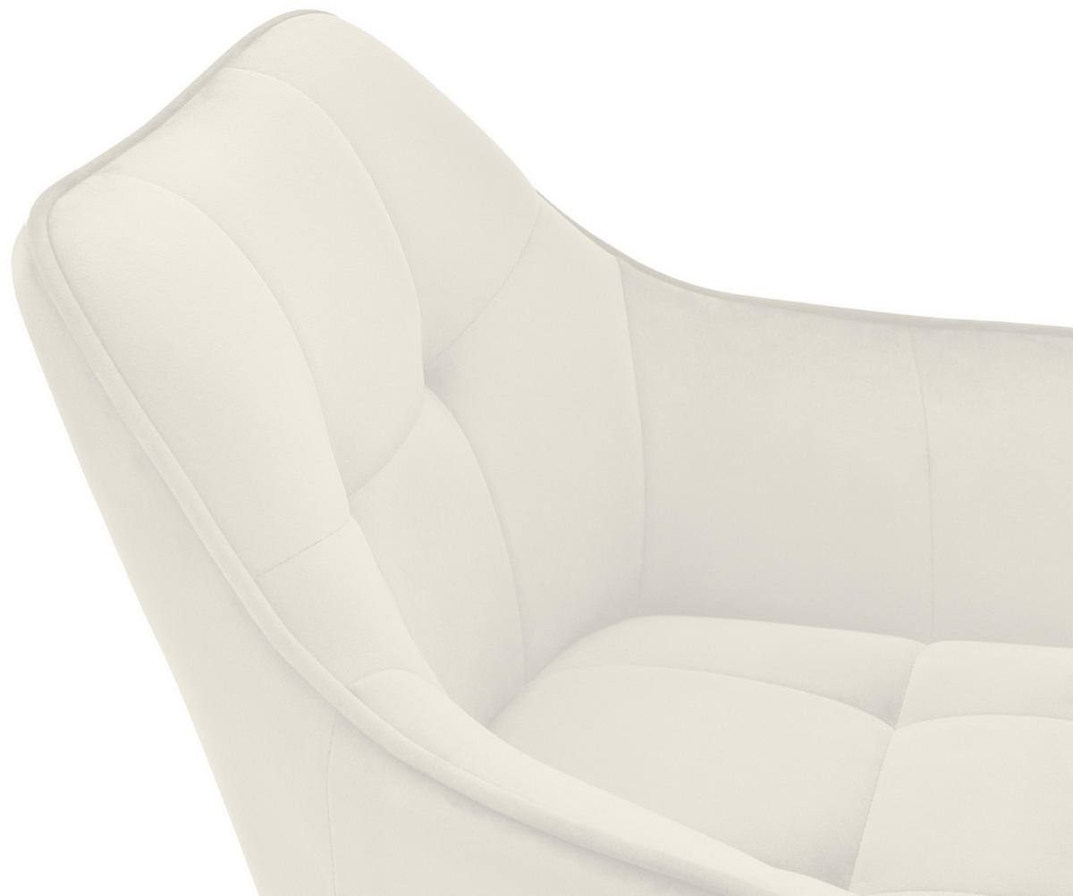 ARMLEHNENSTUHL Samt creme - Creme/Schwarz, Textil/Metall (64/82/62cm) - CLP