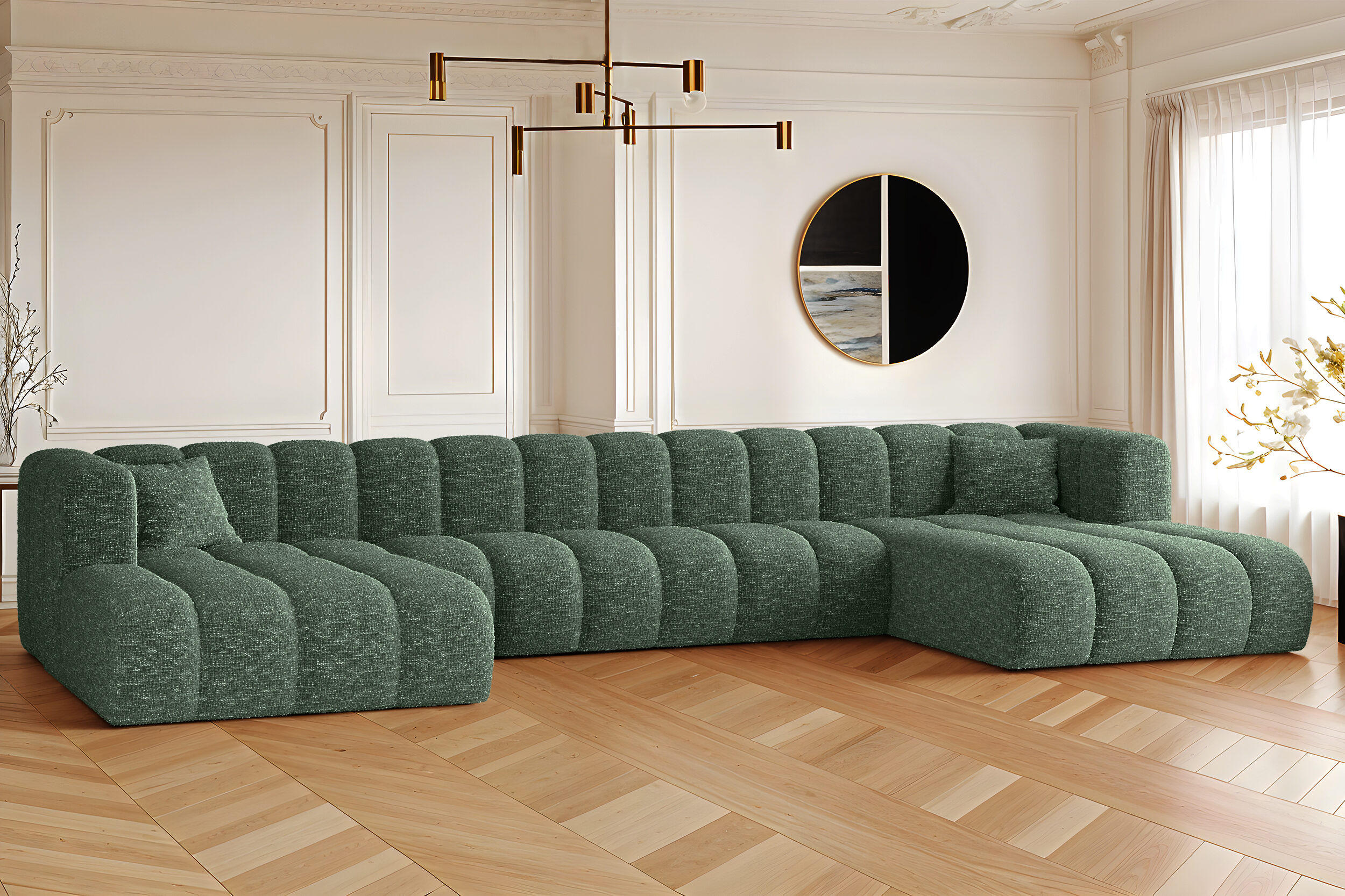 ECKSOFA U-form Grand U XL Stoff Haga Grün - Grün, Holz (179/408cm) - Kaiser Möbel