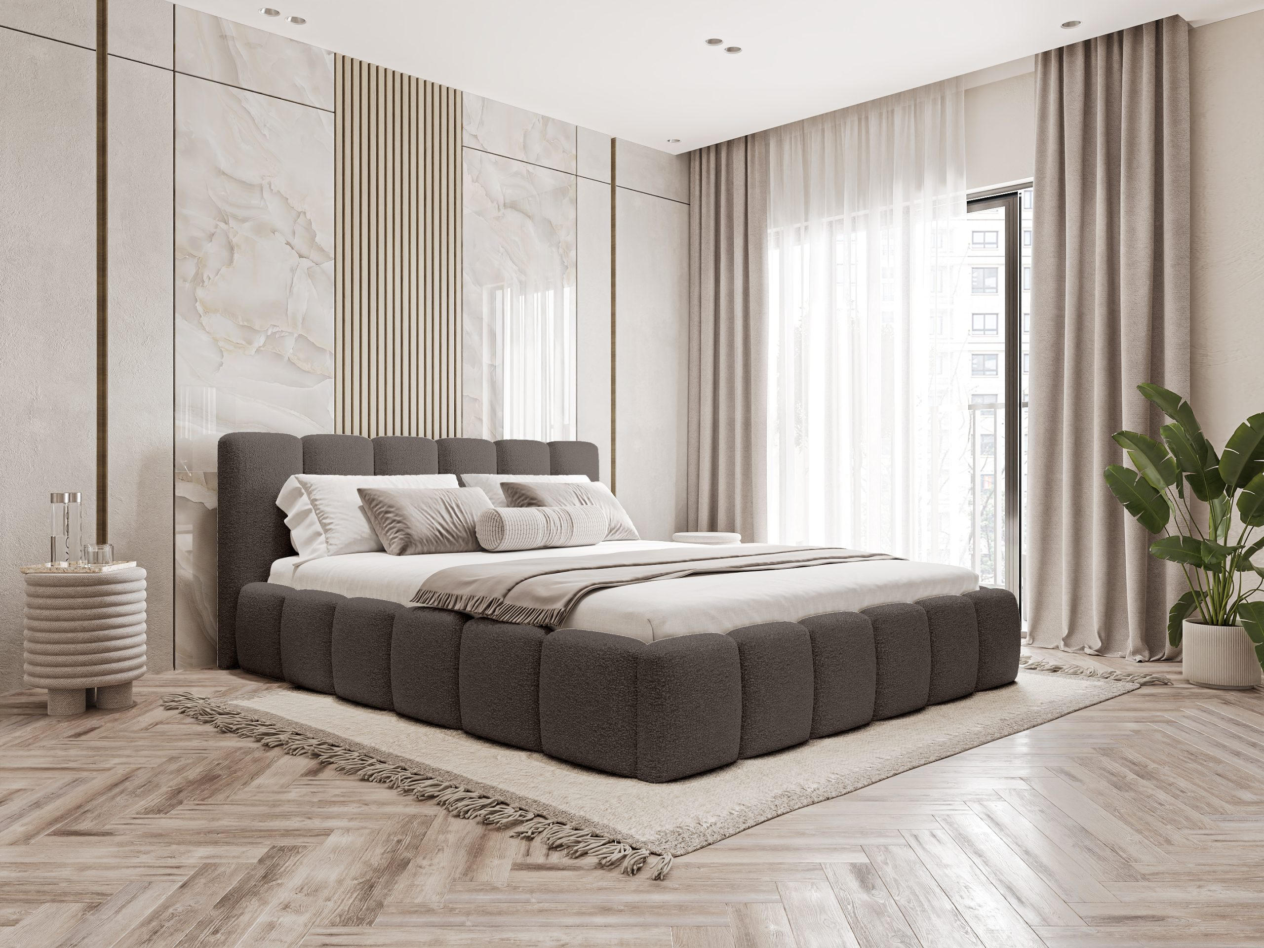 POLSTERBETT Lukhi 200x200 cm, Braun - Braun, Textil (200/200cm) - Fedve
