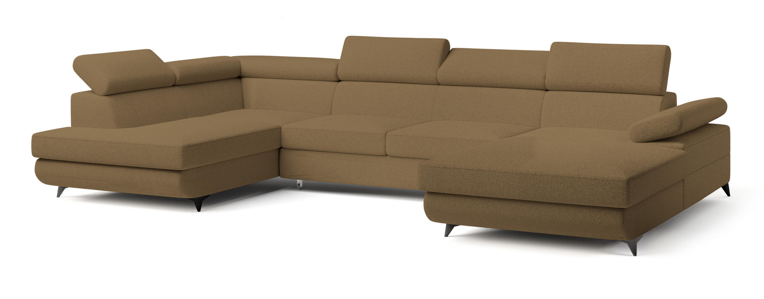 ROHOVÁ SEDAČKA RUBANO med - černá/med, kov/dřevo (339/190cm) - MASSENO