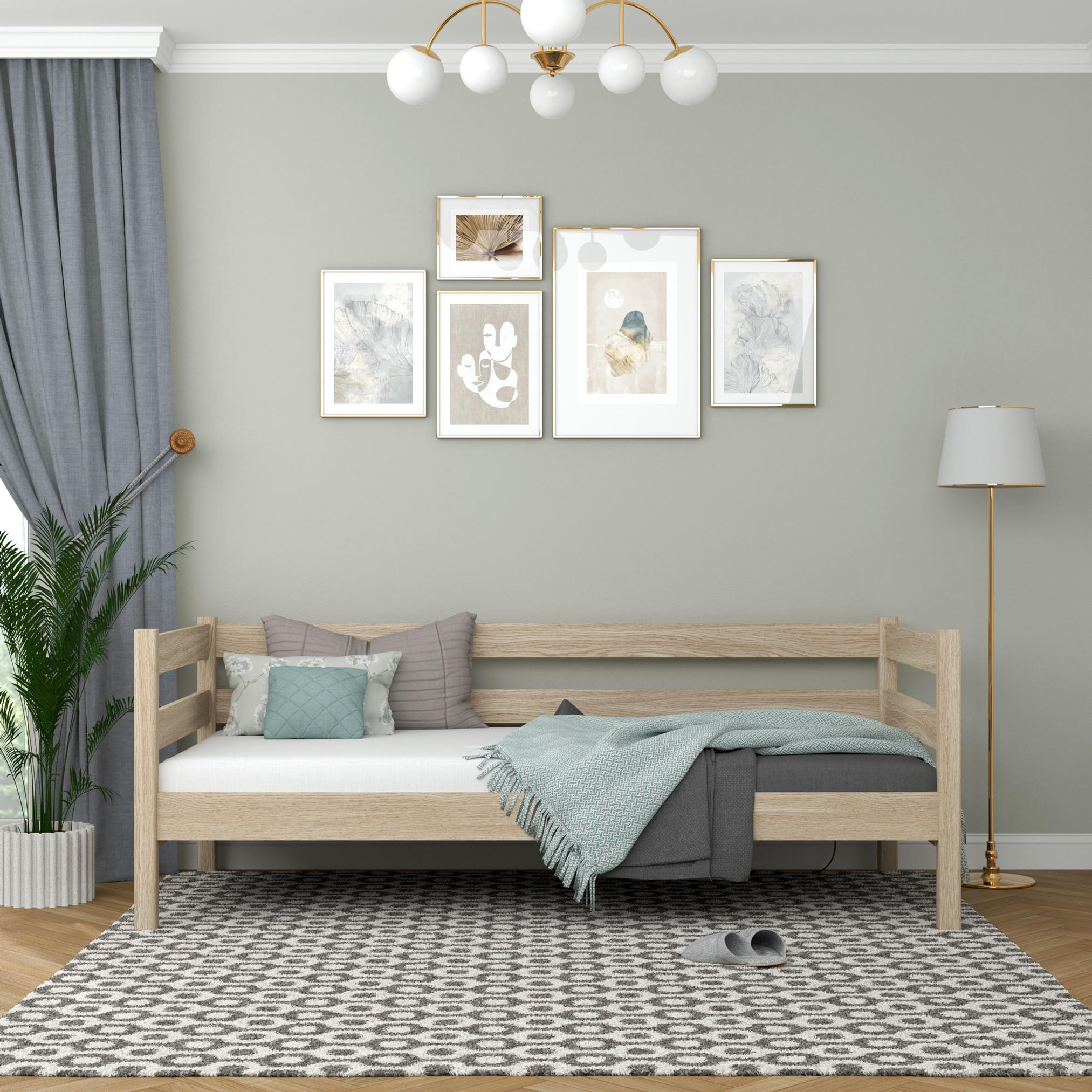 TAGESBETT Sonoma Eiche 120/200 - Sonoma Eiche, Naturmaterialien/Holz (120/200cm) - N-Wood