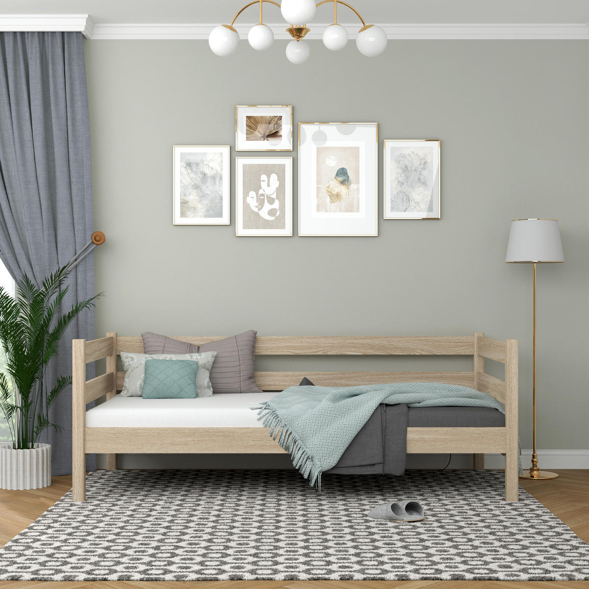 TAGESBETT Sonoma Eiche 90/200 - Sonoma Eiche, Naturmaterialien/Holz (90/200cm) - N-Wood