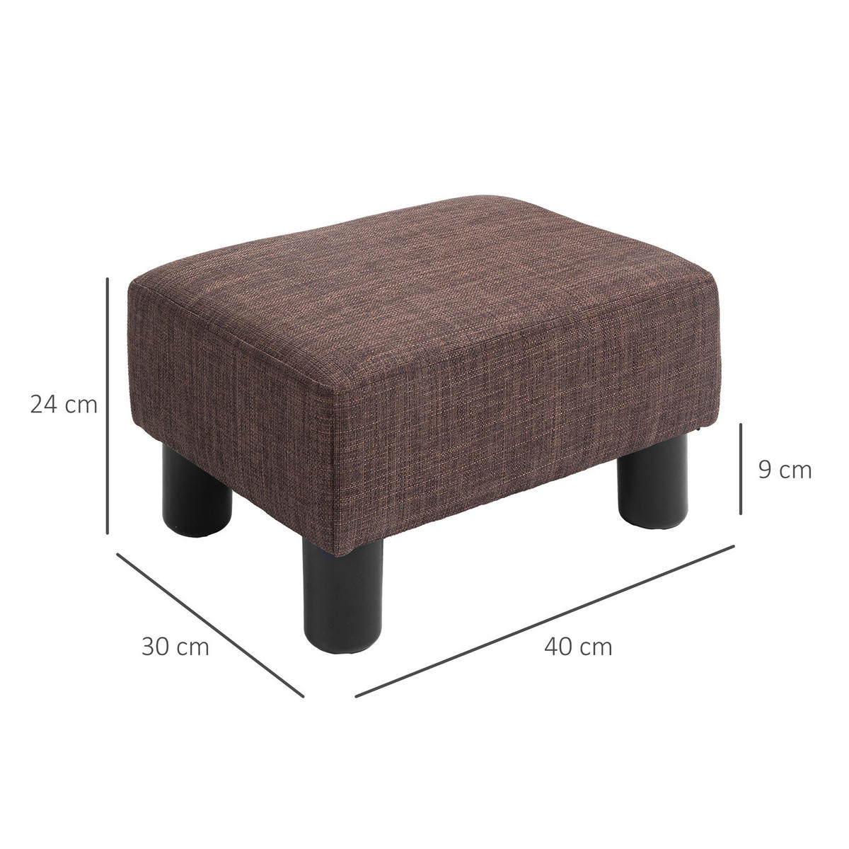 FUSSHOCKER, Polsterhocker, Stoff, Braun - Braun, Textil (30/24/40cm) - HOMCOM