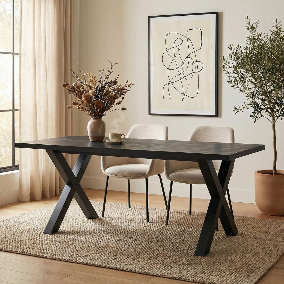 ESSTISCH OSIMO schwarz - Schwarz, Holzwerkstoff (80/160/77cm) - IDIMEX