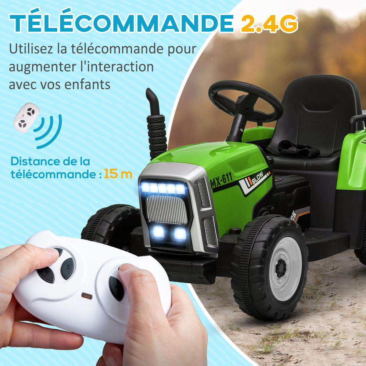 TRAKTOR DE-13103 abnehmbarer Anhänger Grün - Grün, Kunststoff (136.5/50/52.5cm) - ComfortXL
