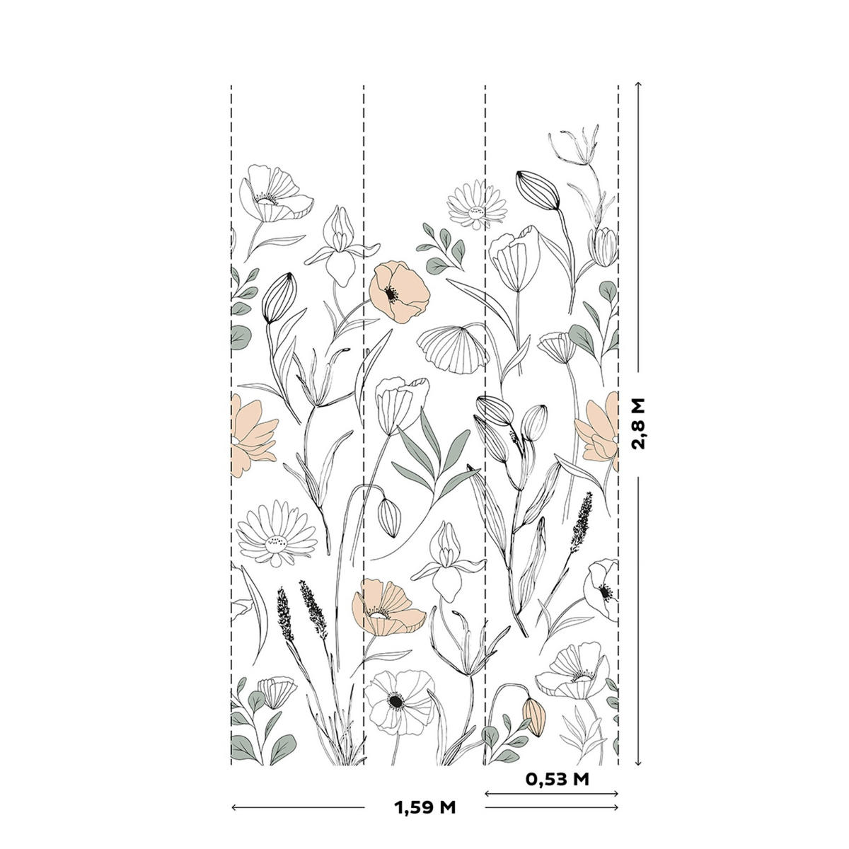 FOTOTAPETE Poppy 280x159cm - Multicolor, Papier/Kunststoff (159/1cm) - Art for the Home