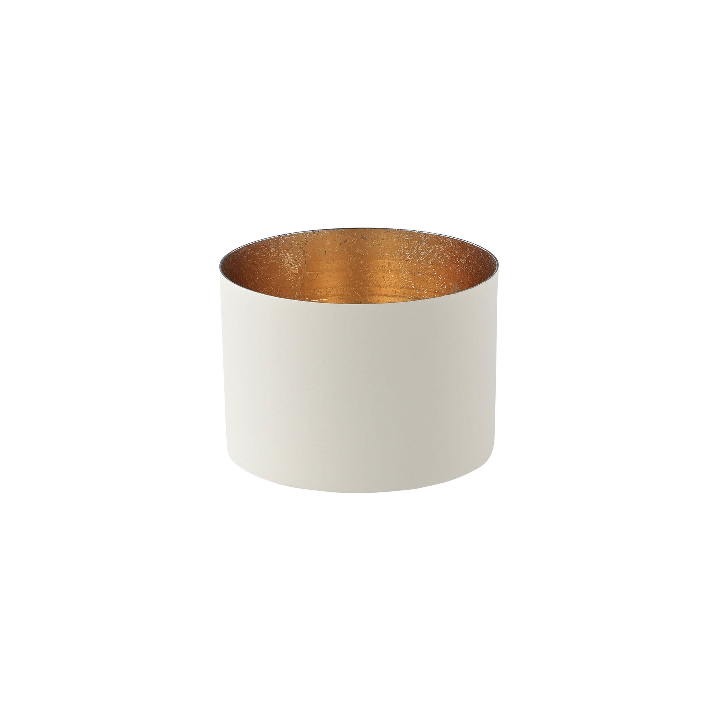 TEELICHTHALTER Chennai M, Eisen, Weiß, Gold, 7.5 cm - Weiß, Metall (8cm) - Gift Company