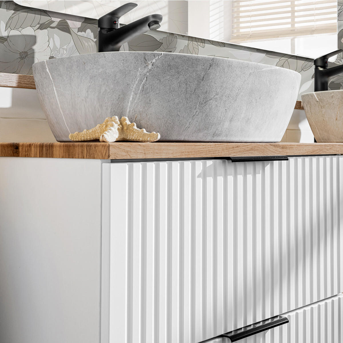 BADMÖBEL Adriel 2er-Set Weiß - Weiß, Holzwerkstoff (120.8/59/46cm) - Petits-meubles