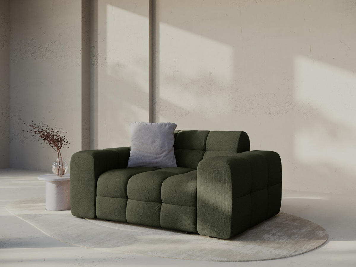 SOFA Kendal aus strukturiertem Stoff amazonasgrün 2 Sitzplätze - Waldgrün, Textil (156/79/103cm) - Micadoni