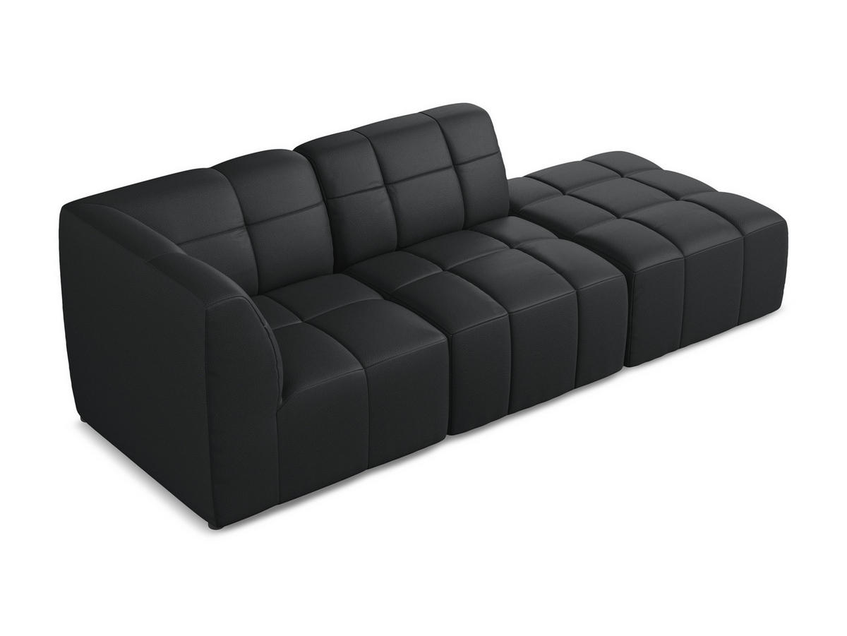 ECKSOFA Rechts Bouclé Stoff Grau - Schwarz/Grau, Holzwerkstoff/Kunststoff (240/90cm) - Makamii