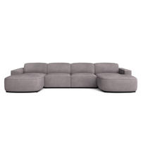 ECKSOFA Cursal Round U-Form, Stoff Salvador, Grau - Grau, Holz (364/166cm) - Kaiser Möbel