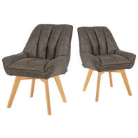 DREHSTUHL Mika-Oskar 2er-Set - Honigeiche/Taupe, Eichenholz/Holz (60/88/68cm) - DUBI Möbel
