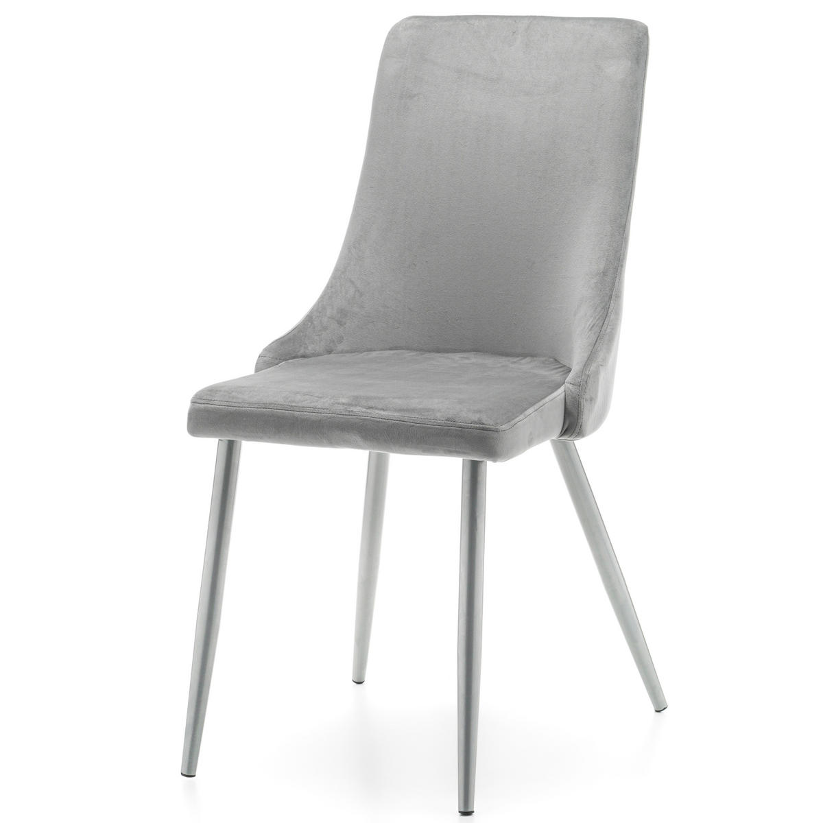 STUHL UNO gepolstert - hellgrau - Samt Velours - Silberfarben/Hellgrau, Textil/Metall (48/95/57cm) - NEW HOME