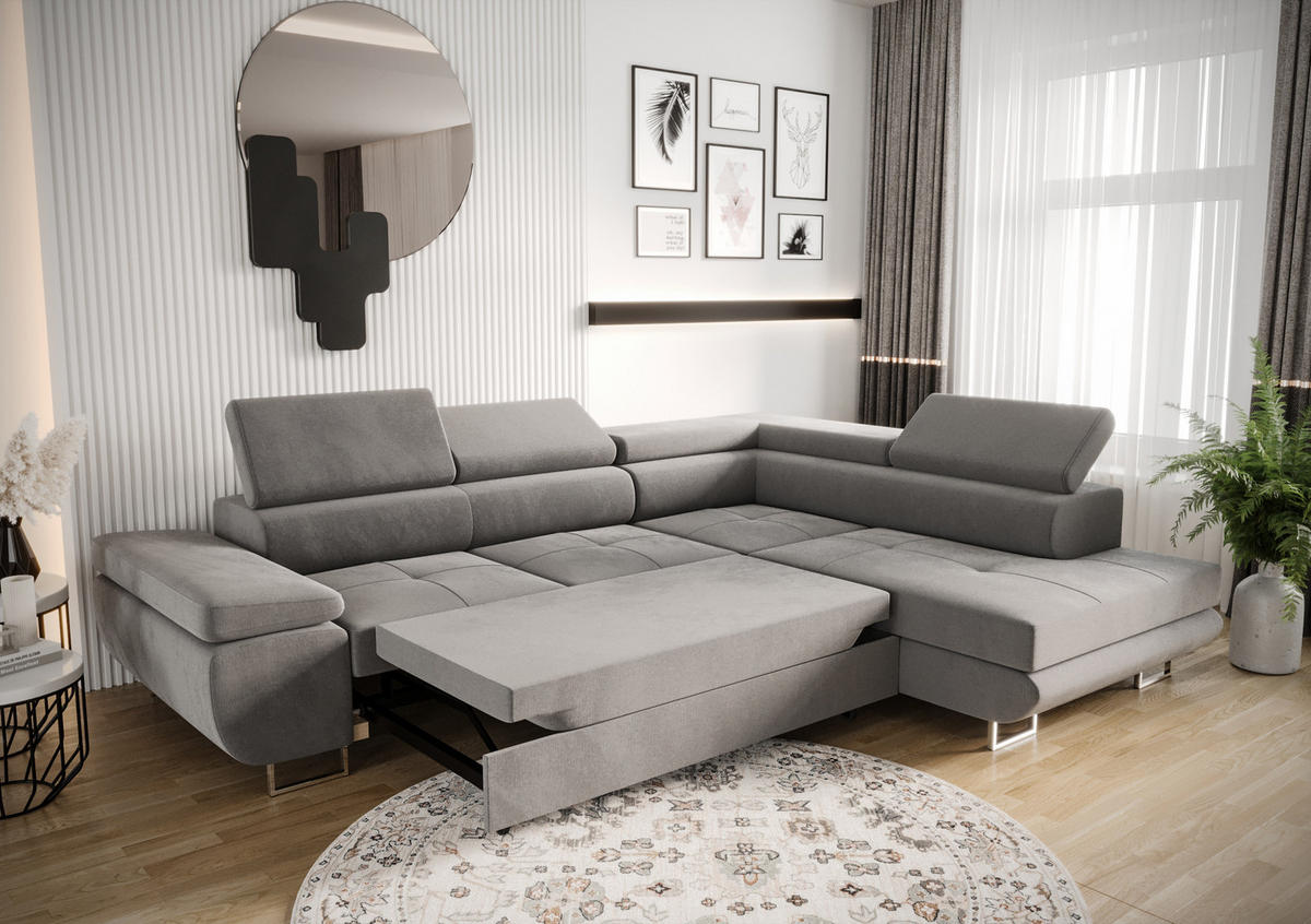 ECKSOFA PRAGA DESIGN L, Eckcouch in L-Form mit Schlaffunktion, Farbe: Rot, Kunstleder, Ottomane Universal - Rot, Textil (275/202cm) - O-Sofa